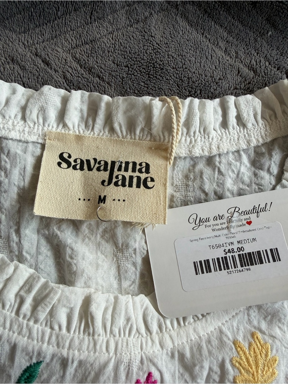 Savanna Jane White Embroidered Floral Top - Picture 3 of 6